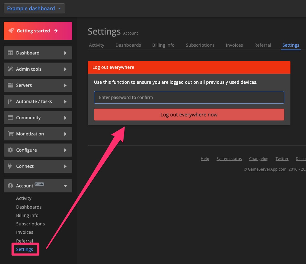 Account - logout everywhere