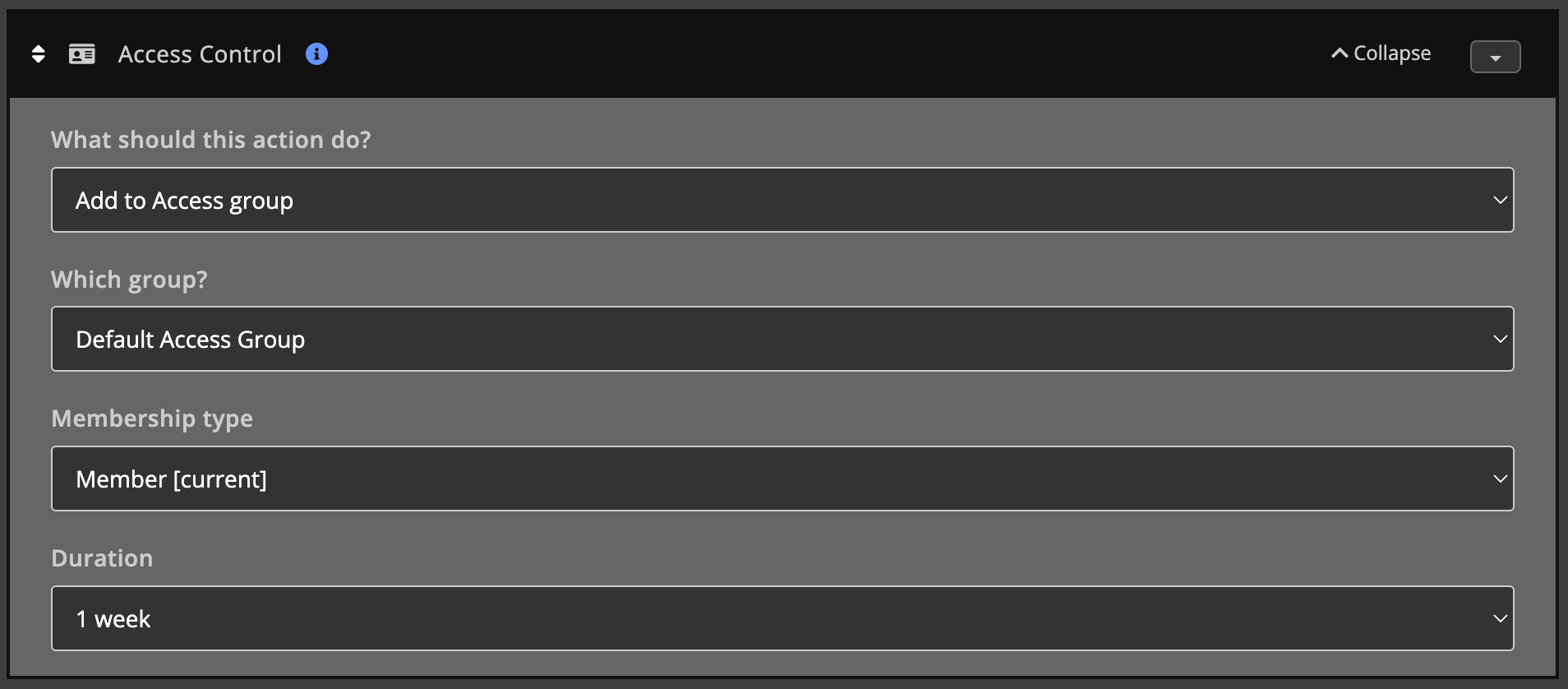 Automations / Tasks - Action - Access group 1