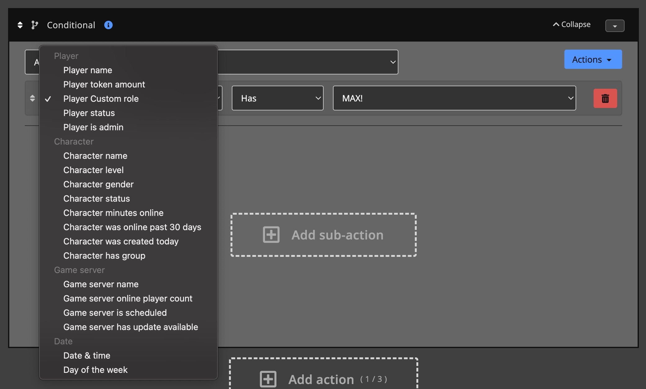 Automations / Tasks - Action - Conditional 1