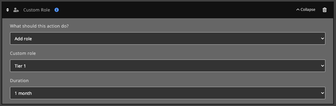 Automations / Tasks - Action - Custom role 1