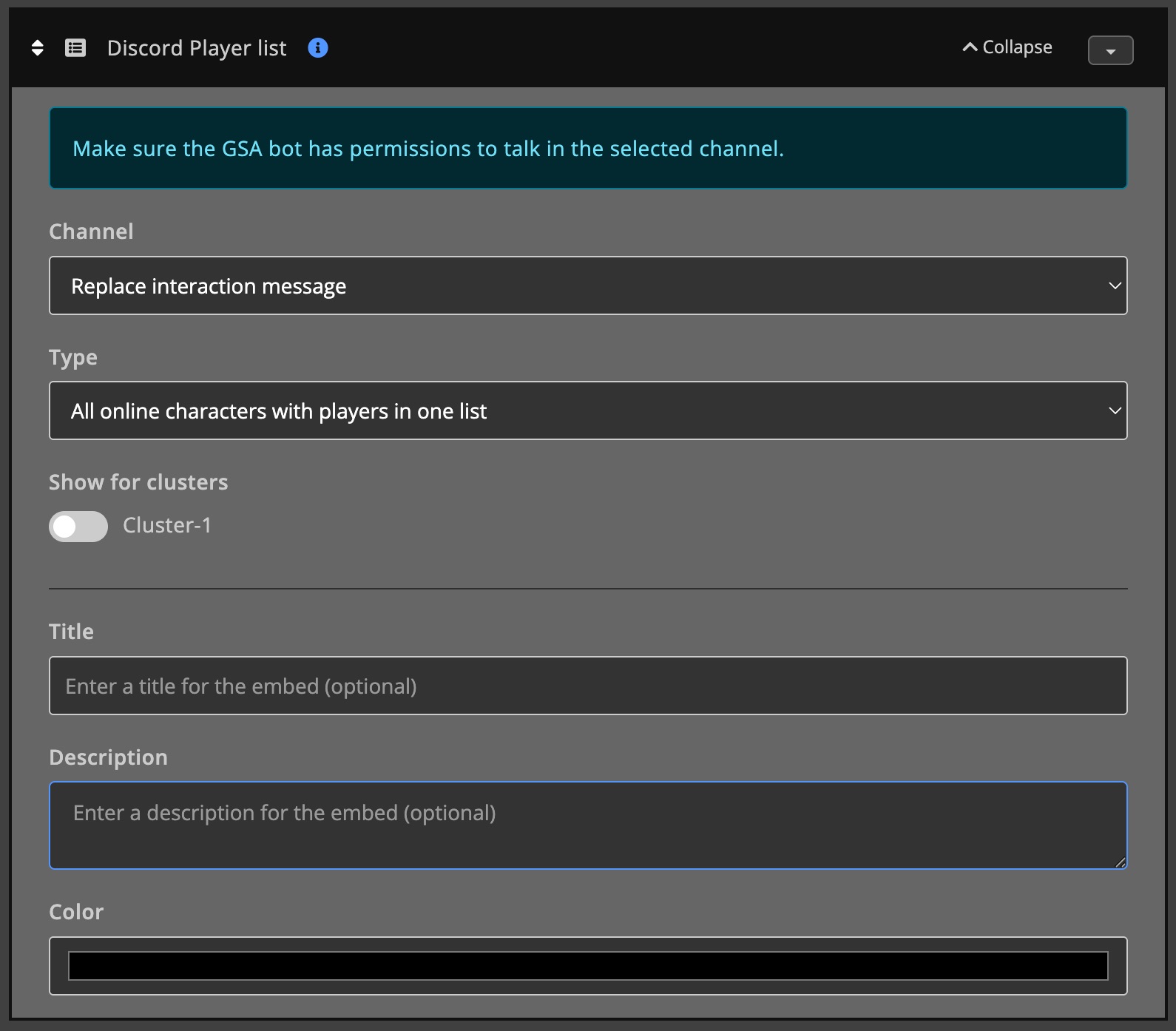 Automations / Tasks - Action - Player list
