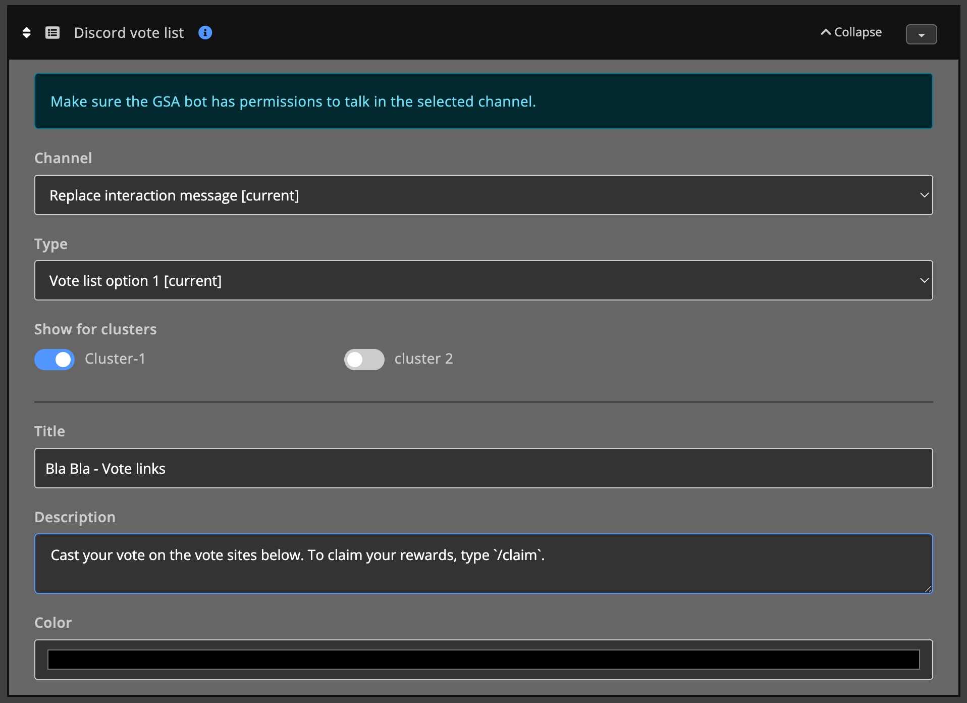 Automations / Tasks - Action - Vote list
