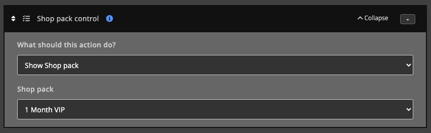 Automations / Tasks - Action - Shop pack control