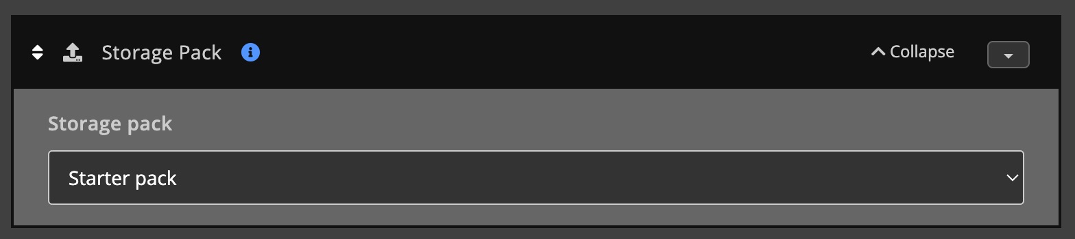 Automations / Tasks - Action - Storage pack