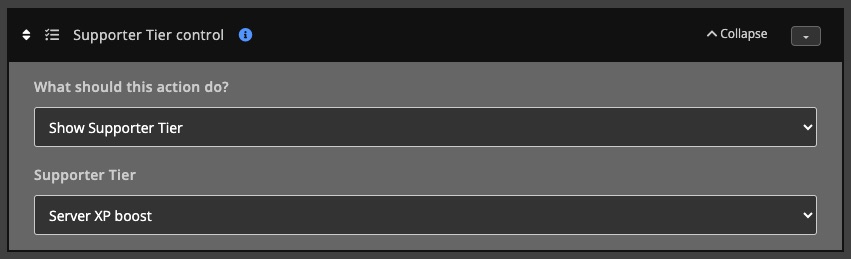 Automations / Tasks - Action - Supporter Tier control
