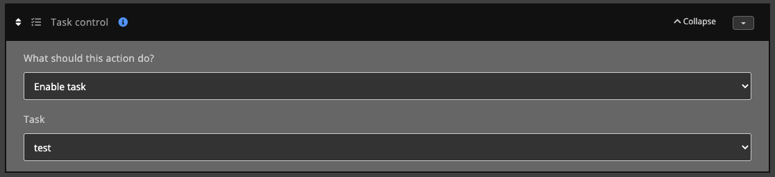 Automations / Tasks - Action - Task control
