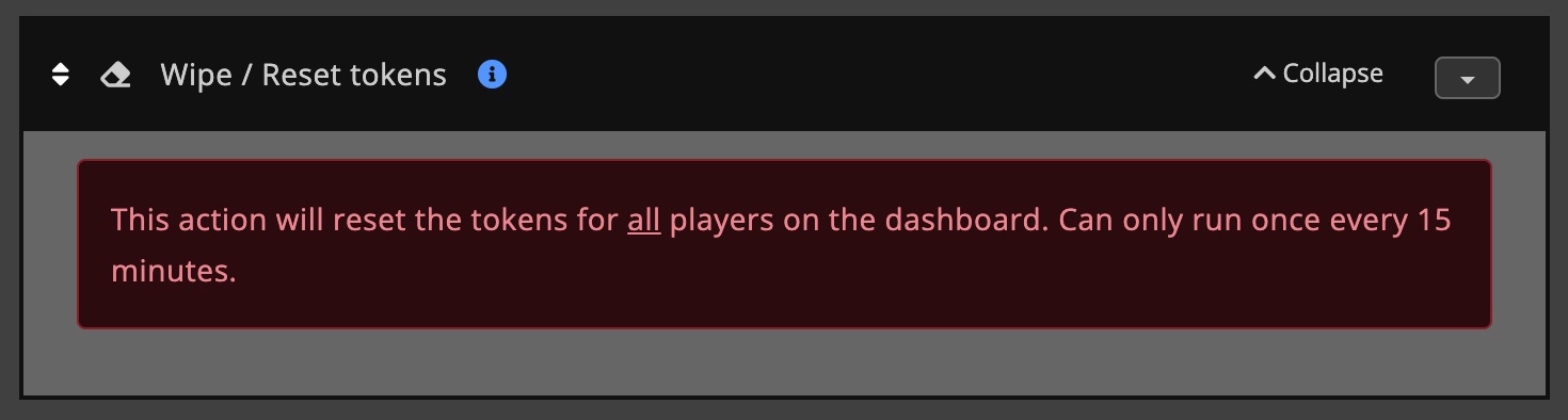 Automations / Tasks - Action - Wipe / reset tokens