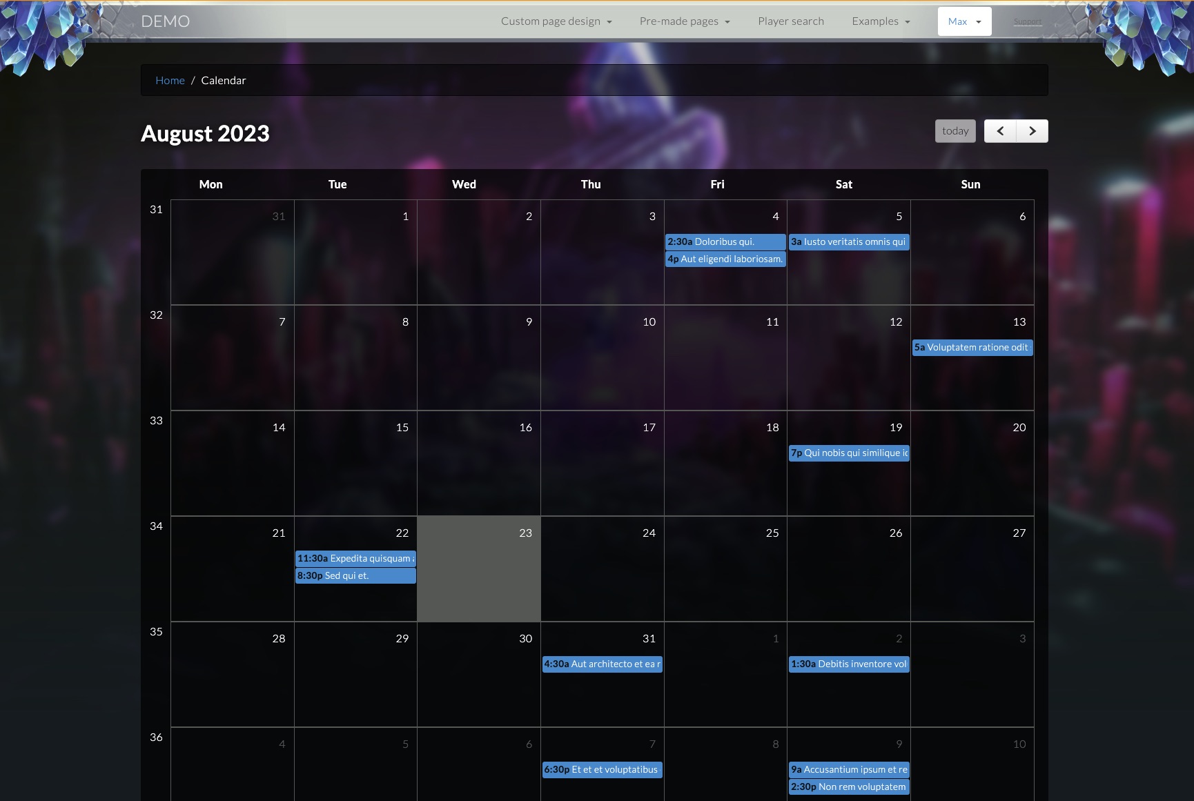 Community - Calendar example