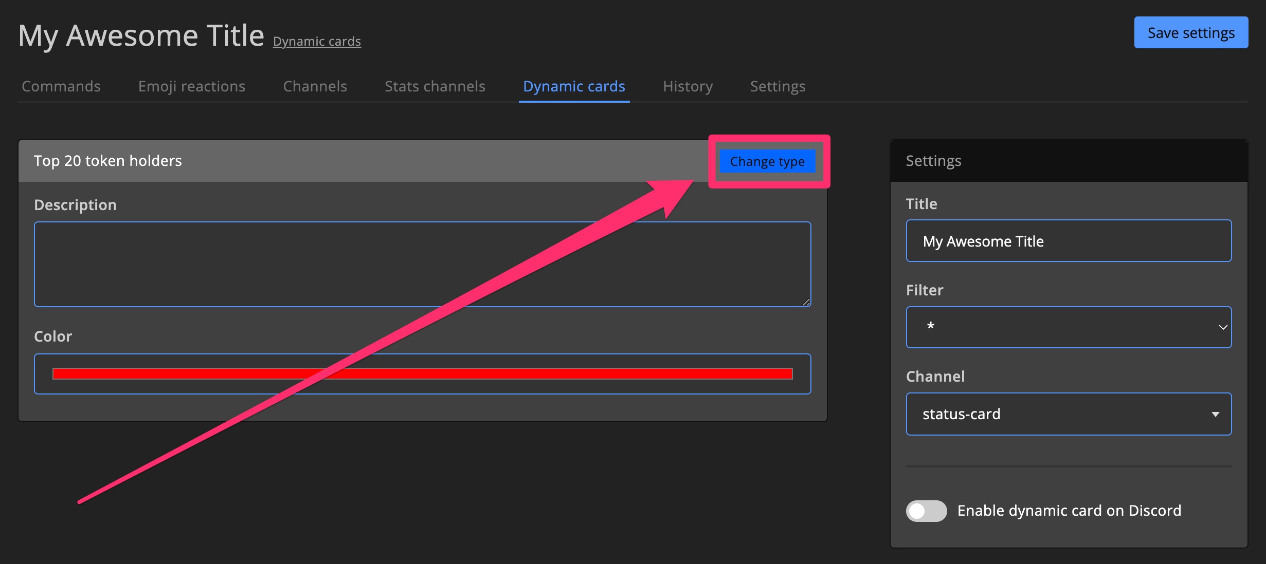 Discord bot - Dynamic card change card type 1