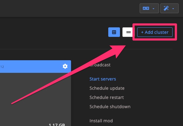 Clusters - create cluster