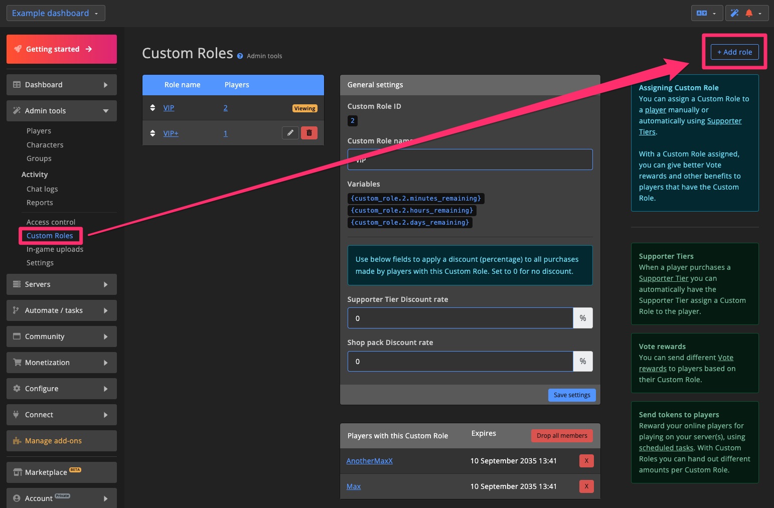 Admin tools - Create Custom Role 1