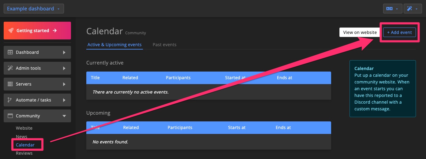 Community - Calendar - Create event 1