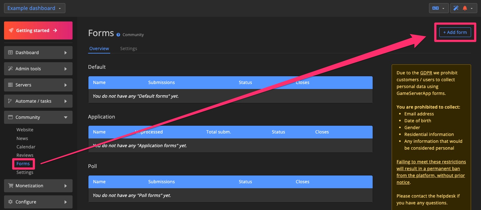 Community - Forms - Create form 1