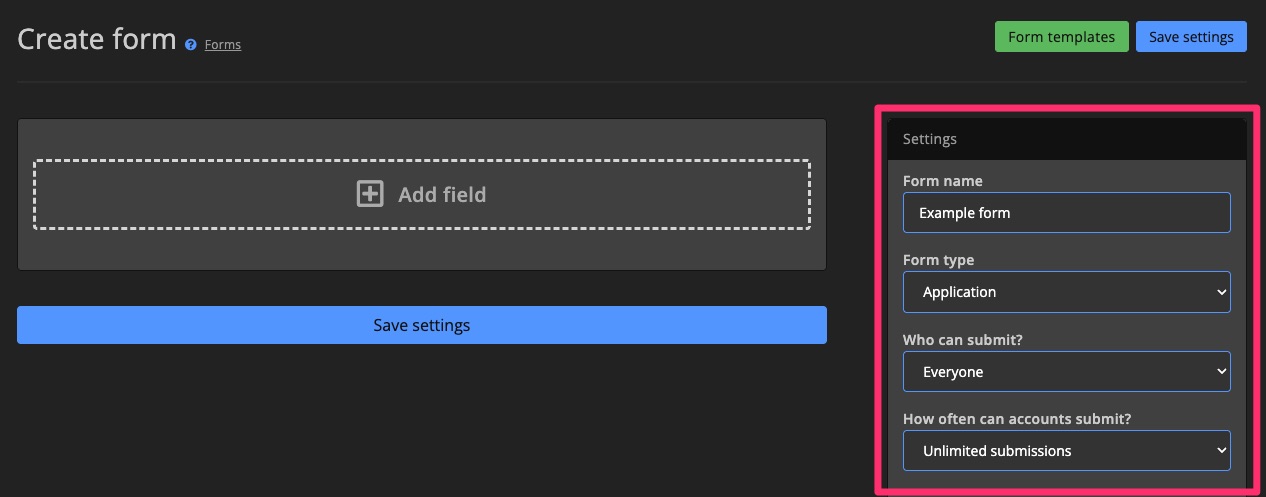 Community - Forms - Create form 4