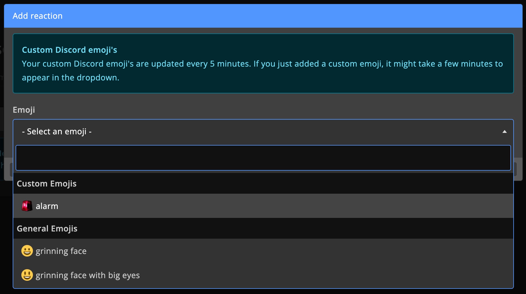 Discord bot - Create emoji reaction 2