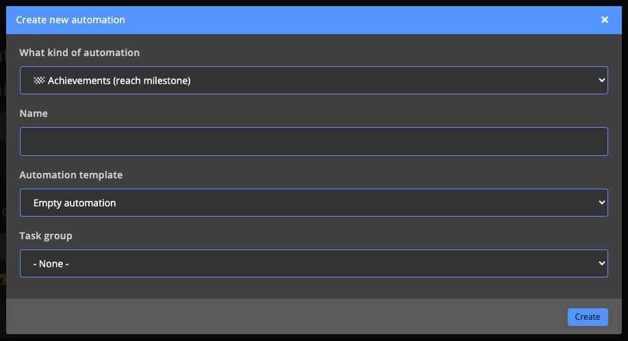 Automations / Tasks - create task 2