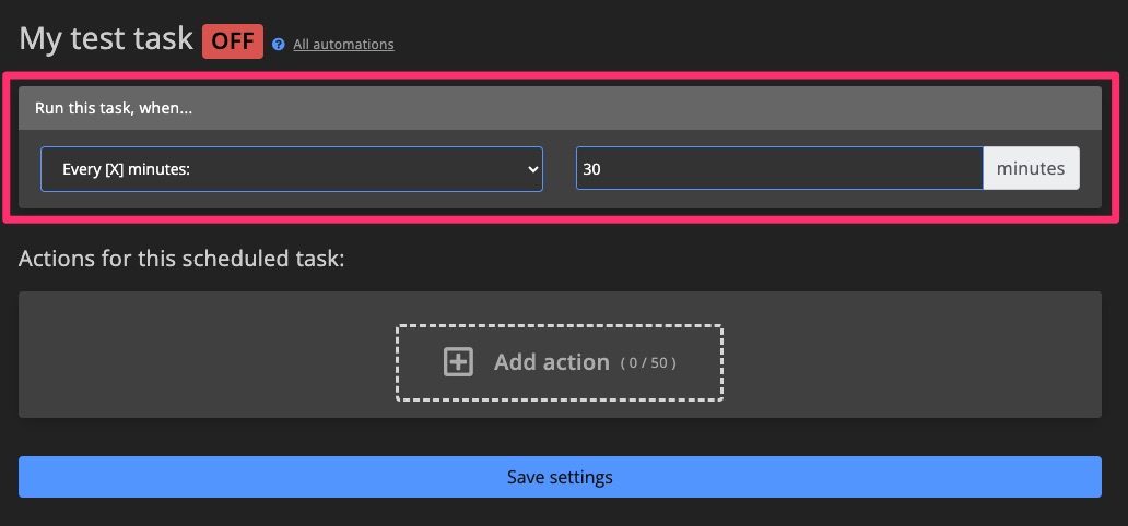 Automations / Tasks - create task 3