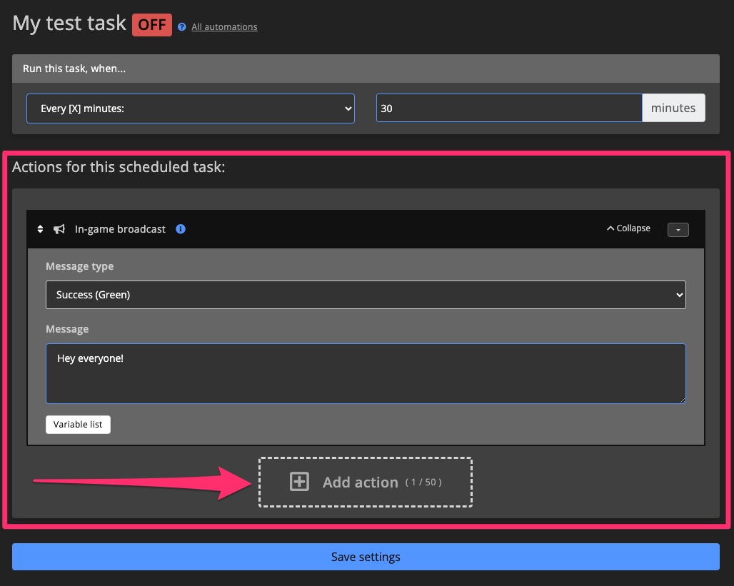 Automations / Tasks - create task 4