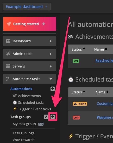 Automations / Tasks - create task group 1