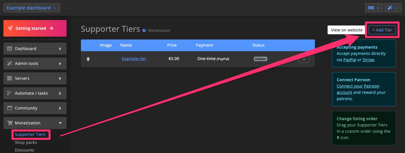 Monetization - Create Supporter Tier 1
