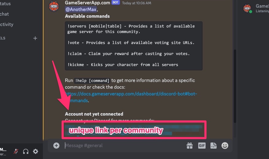 Discord bot - Connect player 1