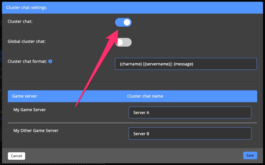 Clusters - enable cluster chat 2