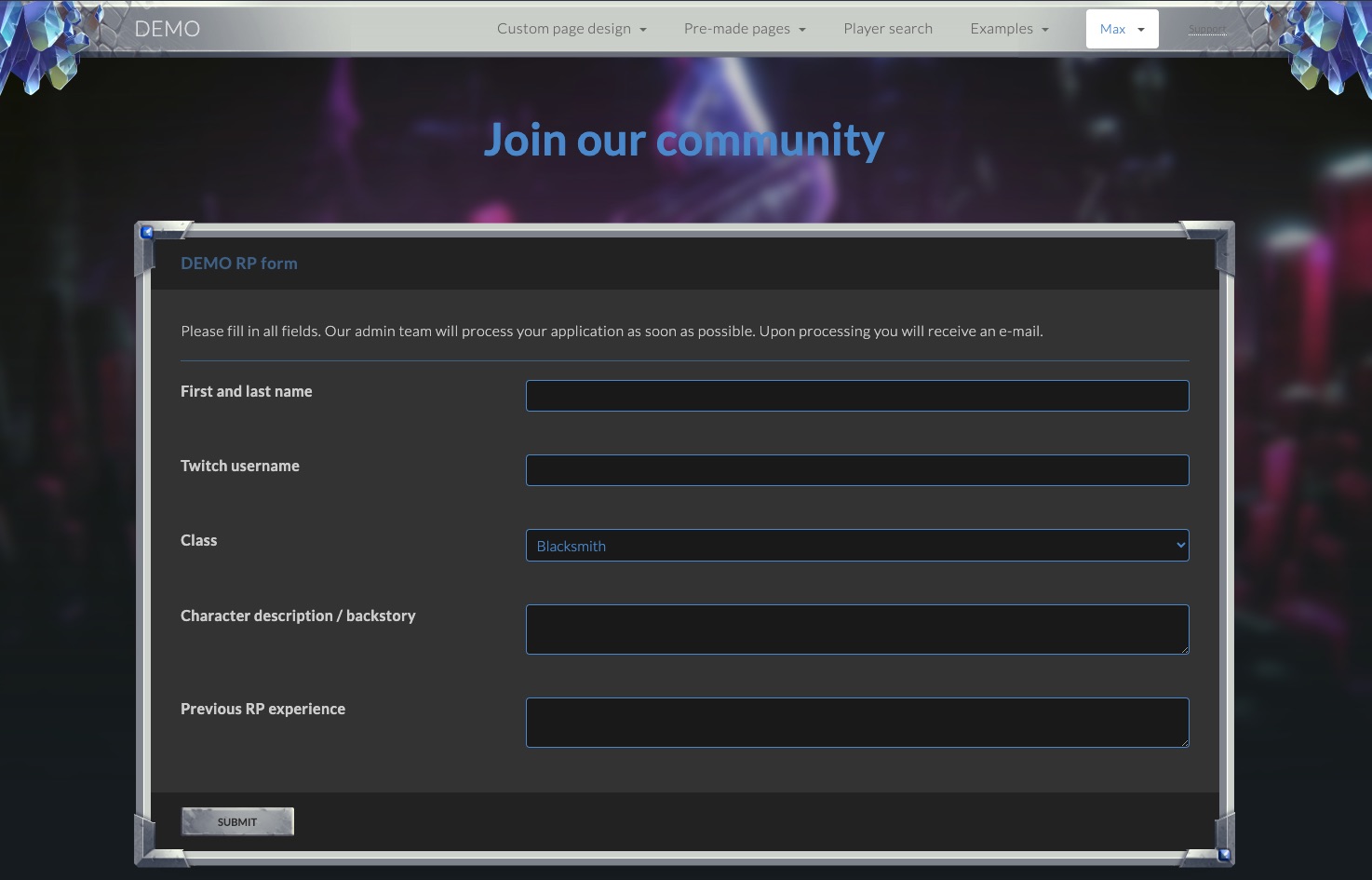 Community - Forms - Form example