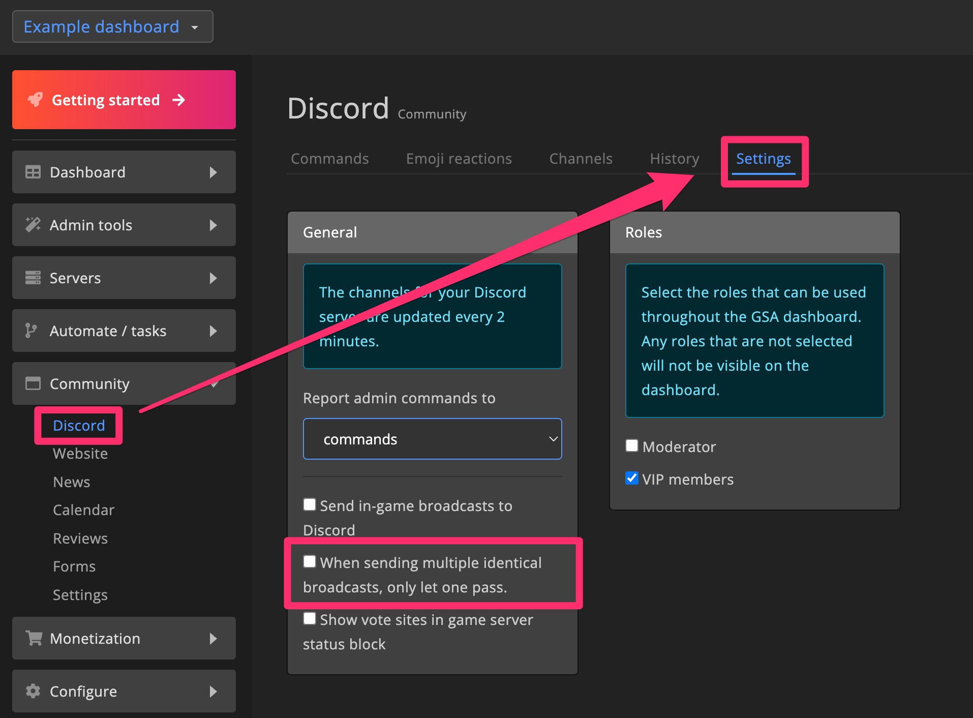 Discord bot - Settings - anti broadcast spam