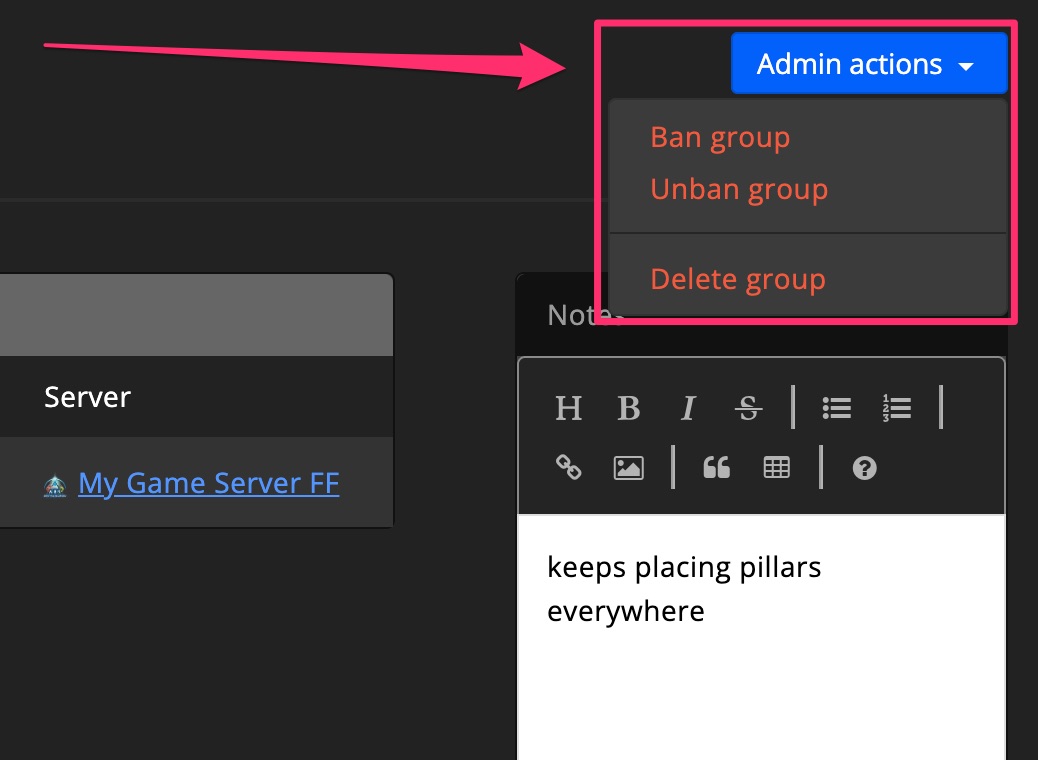 Group - Detail - Admin actions