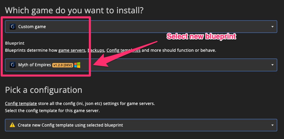 Blueprint - Create STEAM blueprint - Launch new game server