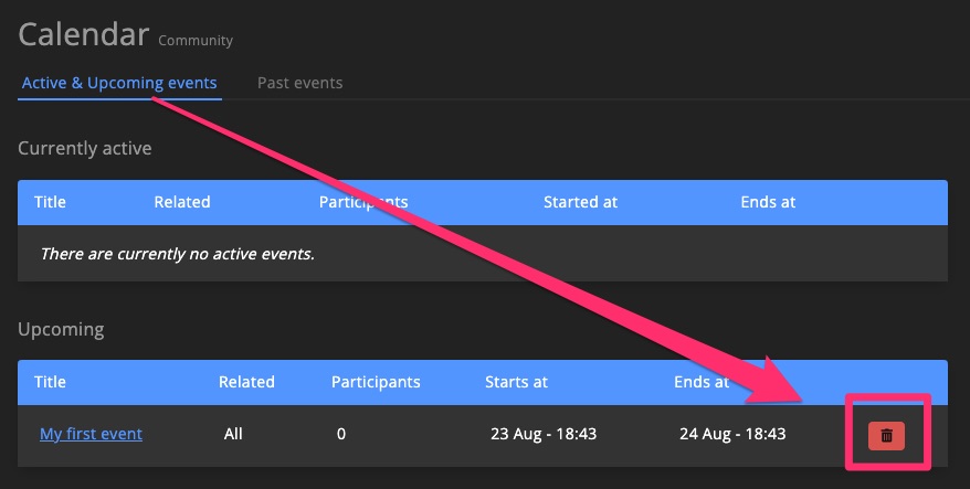 Community - Calendar - Manage events 1