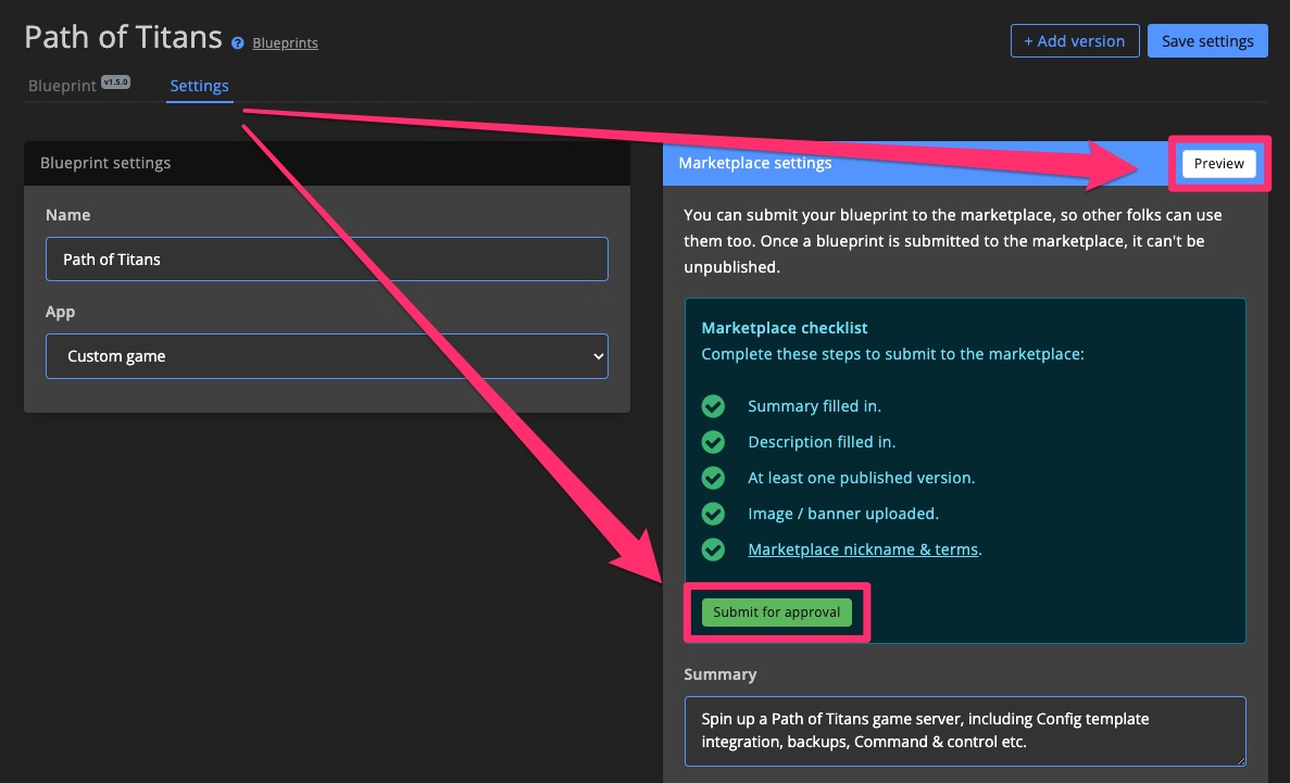 Blueprint - Publish on marketplace - Blueprint submit for approval