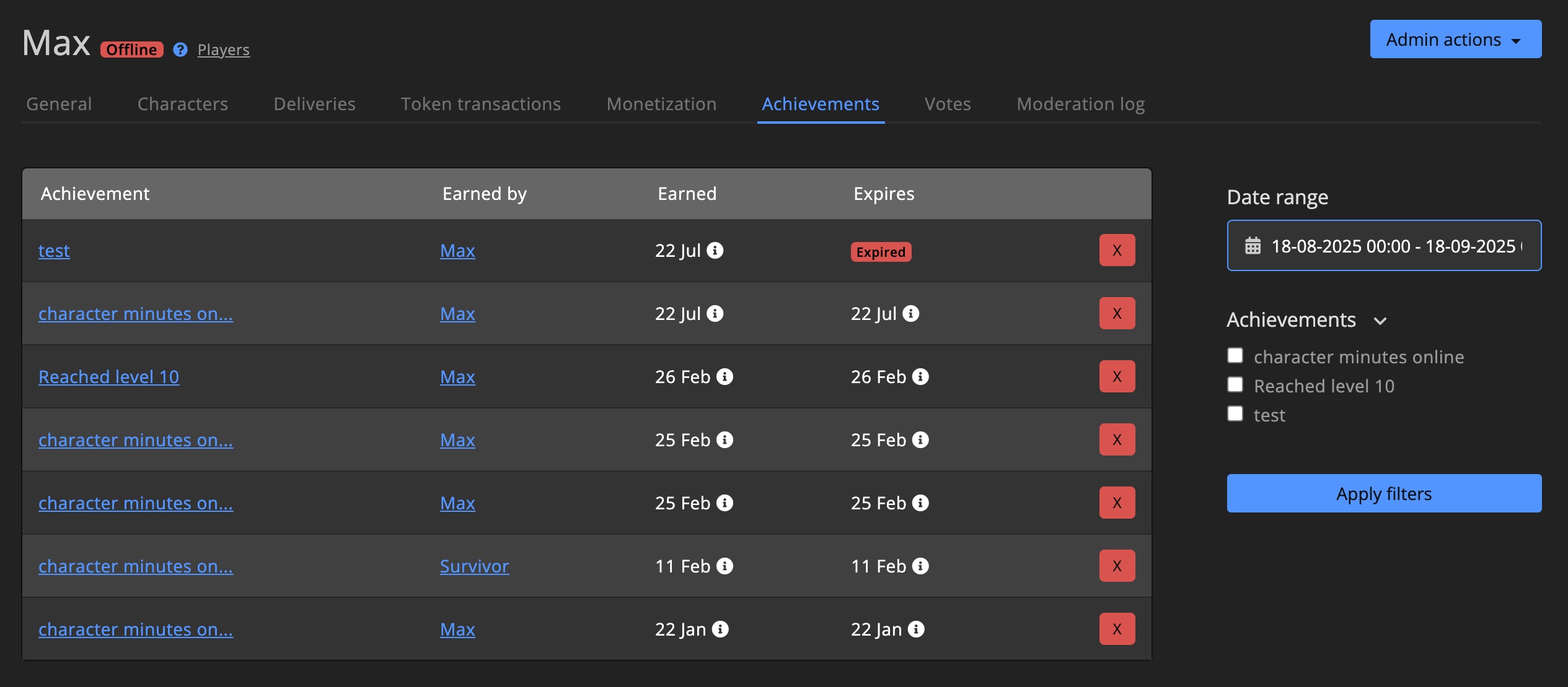 Player - Achievements