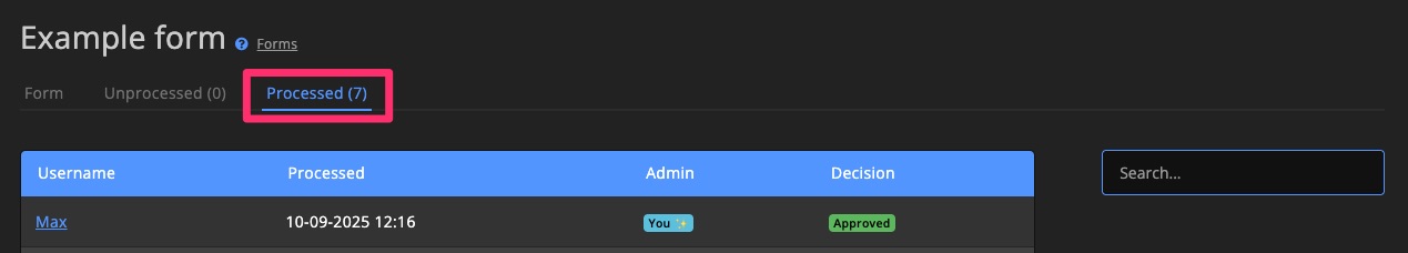 Community - Forms - Processed applications 1