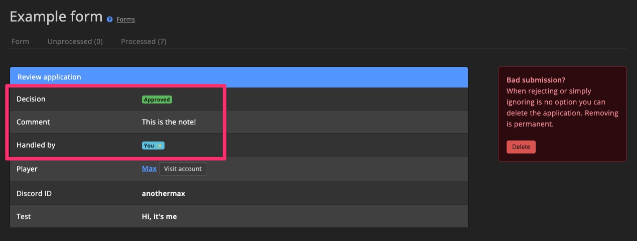 Community - Forms - Processed applications 2