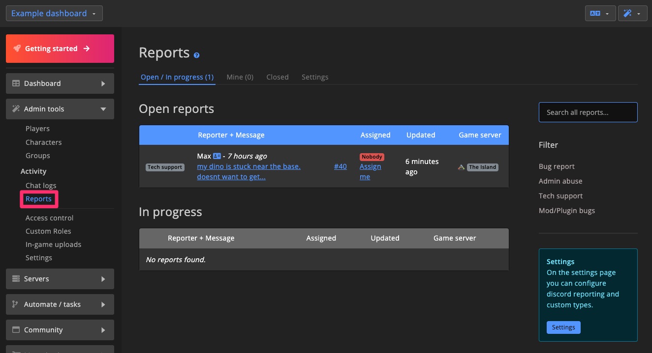 Admin tools - Reports