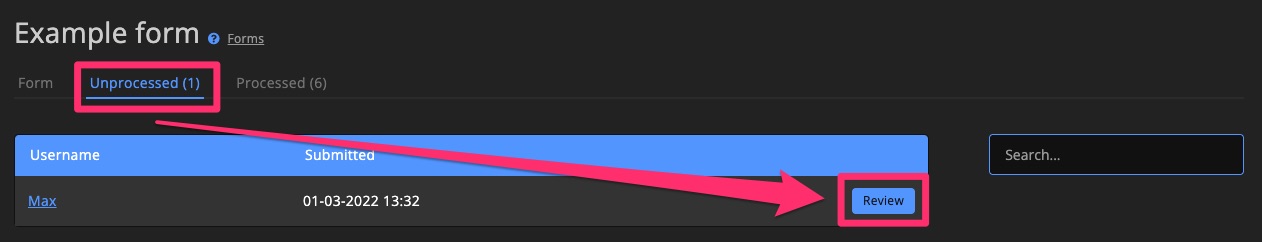 Community - Forms - Review applications 2