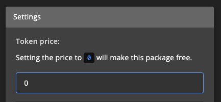 Monetization - Settings - Token Price