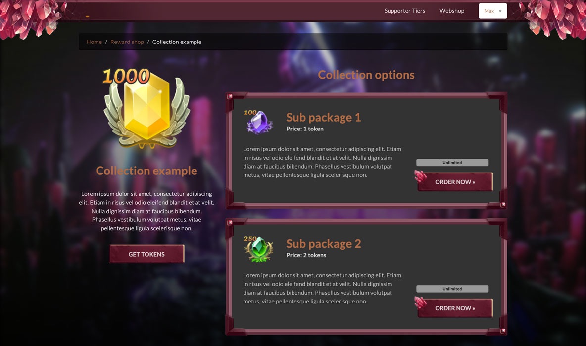 Monetization - Shop Pack Type - Collection