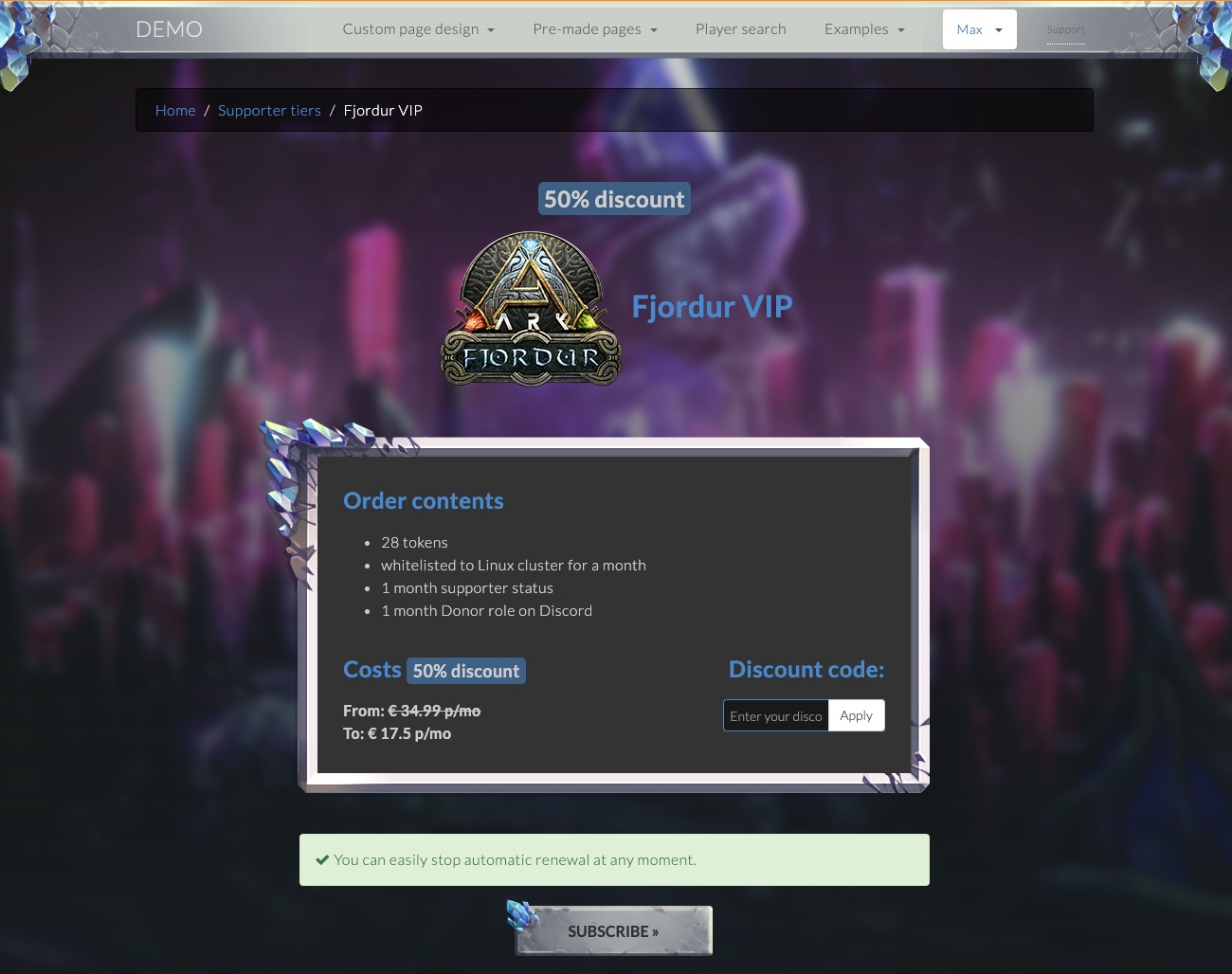 Monetization - Supporter Tier example detail